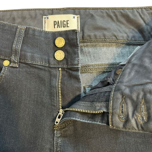 Paige Hidden Hills Straight Jeans Anthropologie Dark Blue Wash Denim Size 26 - Picture 6 of 13